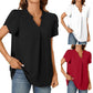 🔥2025 Varm försäljning💖V-ringad enfärgad kortärmad topp för kvinnor