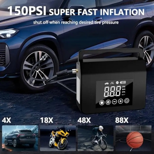 🚗Bärbar bilstartare med luftkompressor, 4000A bilstartare med batteri