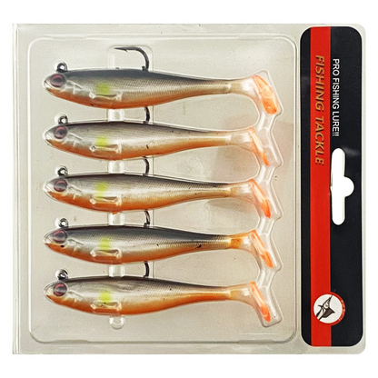 Jig Head Mjukt Fiskedrag med Paddle Tail - 5 st Set