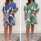 🔥 Nya Bästsäljare🔥Växttryckt Avslappnad Kort Jumpsuit för Kvinnor