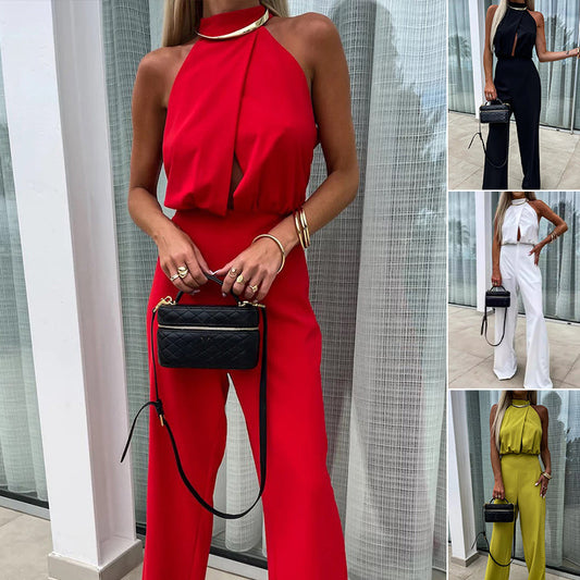 Elegant Ärmlös Enfärgad Jumpsuit för Kvinnor