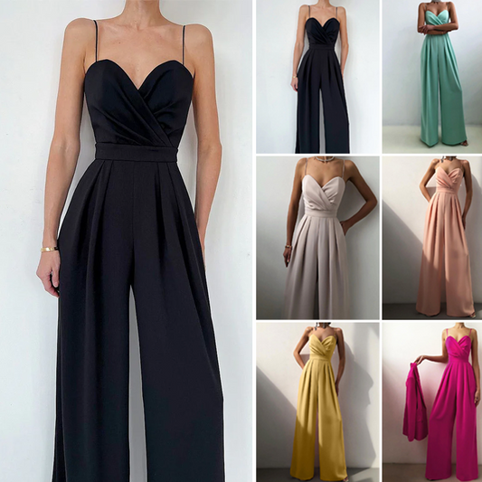 Dam enfärgad rak jumpsuit med smal passform och smal passform