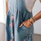 🌸2025 Nytt mode🌸 Vintage blommigt tryckt denim jumpsuit