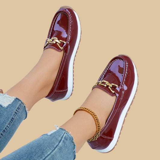 Elegant enfärgad dammodell med tjock sula Loafers