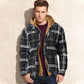 [Varm gåva] Quiltad fodrad rutig jacka med huva för män